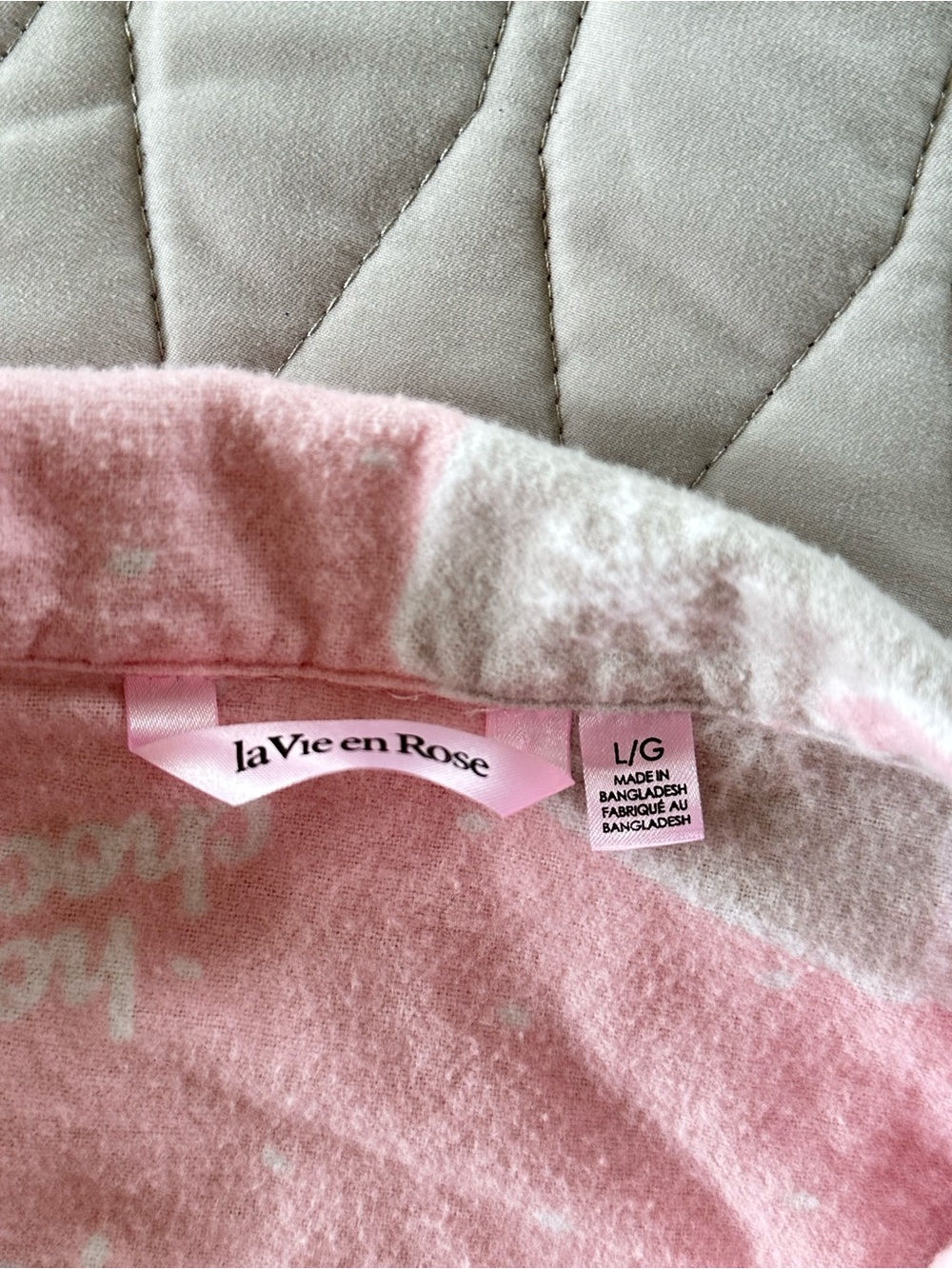 La Vie En Rose Cozy Pink Women's Pajama Set Soft Long-Sleeve Button-Up Flannel L - Picture 12 of 13